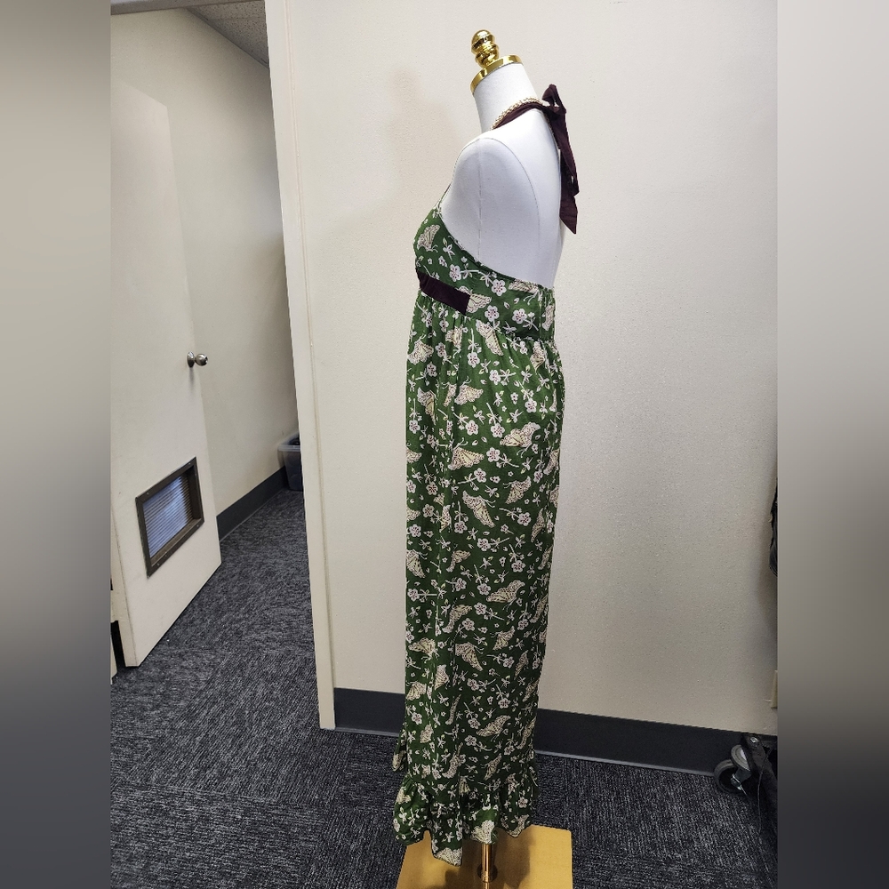 Mossimo Supply Co. Green Floral Halter Maxi Dress Empire Waist Size Small - Picture 4 of 7